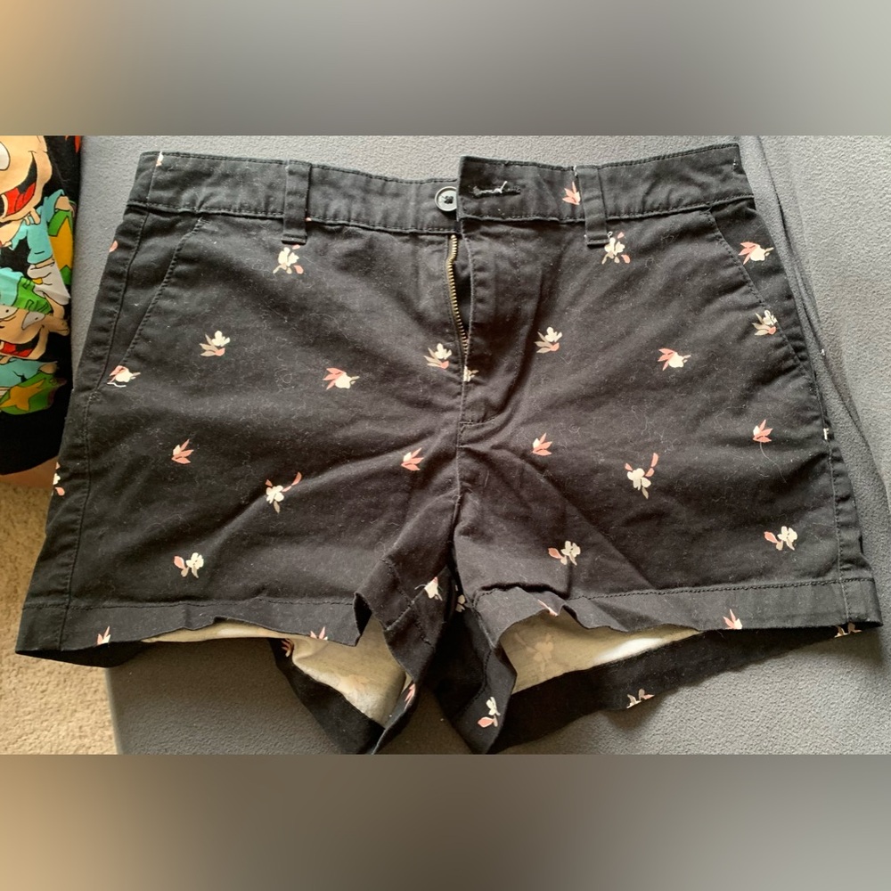 A New Day Black Shorts with Flower Print